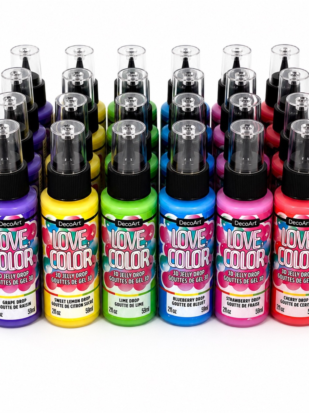 DecoArt Love Color 3D Jelly Drops Paint Set Bundle Neon Craft Supplies 24*2fl oz